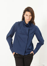 Load image into Gallery viewer, Full Collar Poplin Blouse in Navy