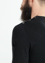 Load image into Gallery viewer, Button Shoulder Pullover in Black
